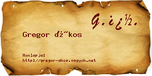 Gregor Ákos névjegykártya